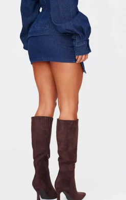 Sale PrettyLittleThing Asymmetric Layered Panel Denim Mini Skirt Indigo