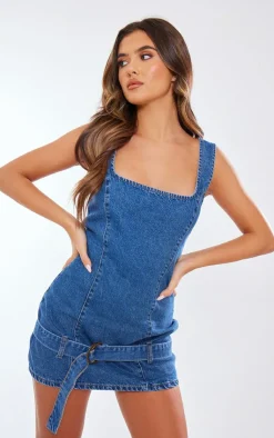 Belted Denim Dress-PrettyLittleThing Discount