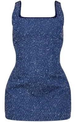 Bobble Denim Bodycon Micro Mini Dress-PrettyLittleThing Best