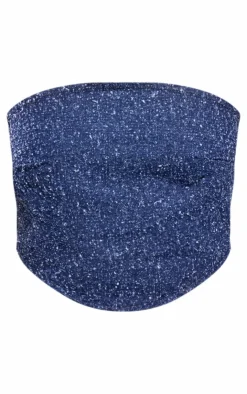 Best PrettyLittleThing Bobble Denim Corset Crop Top Indigo