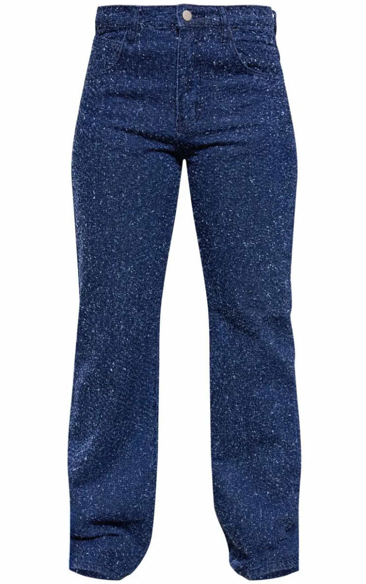 Best PrettyLittleThing Bobble Denim High Waist Wide Leg Jean Indigo