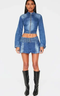 Buckle Detail Cropped Moto Jacket-PrettyLittleThing Outlet