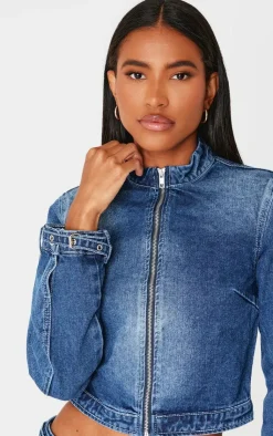 Buckle Detail Cropped Moto Jacket-PrettyLittleThing Outlet