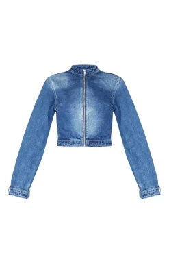 Buckle Detail Cropped Moto Jacket-PrettyLittleThing Outlet