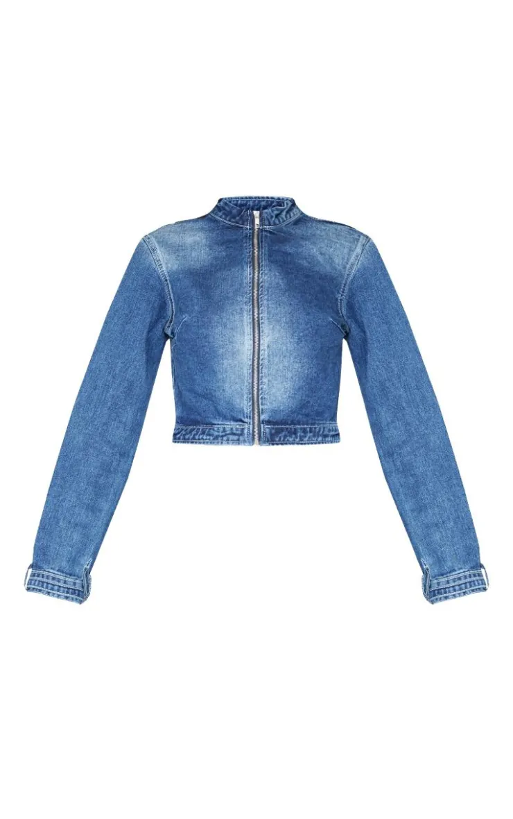 Buckle Detail Cropped Moto Jacket-PrettyLittleThing Outlet