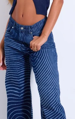 Indigo Lazer Swirl Print Jeans