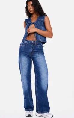 Clearance PrettyLittleThing Straight Leg Denim Jeans Indigo