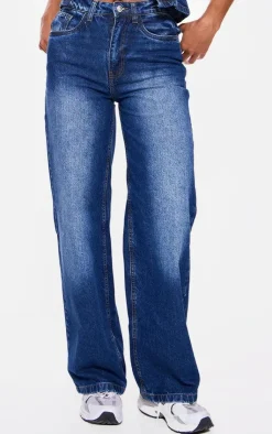 Clearance PrettyLittleThing Straight Leg Denim Jeans Indigo