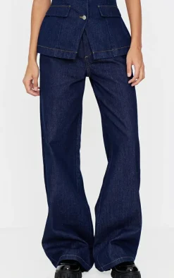 New PrettyLittleThing Tailored Style Wide Leg Jean Indigo
