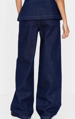 New PrettyLittleThing Tailored Style Wide Leg Jean Indigo
