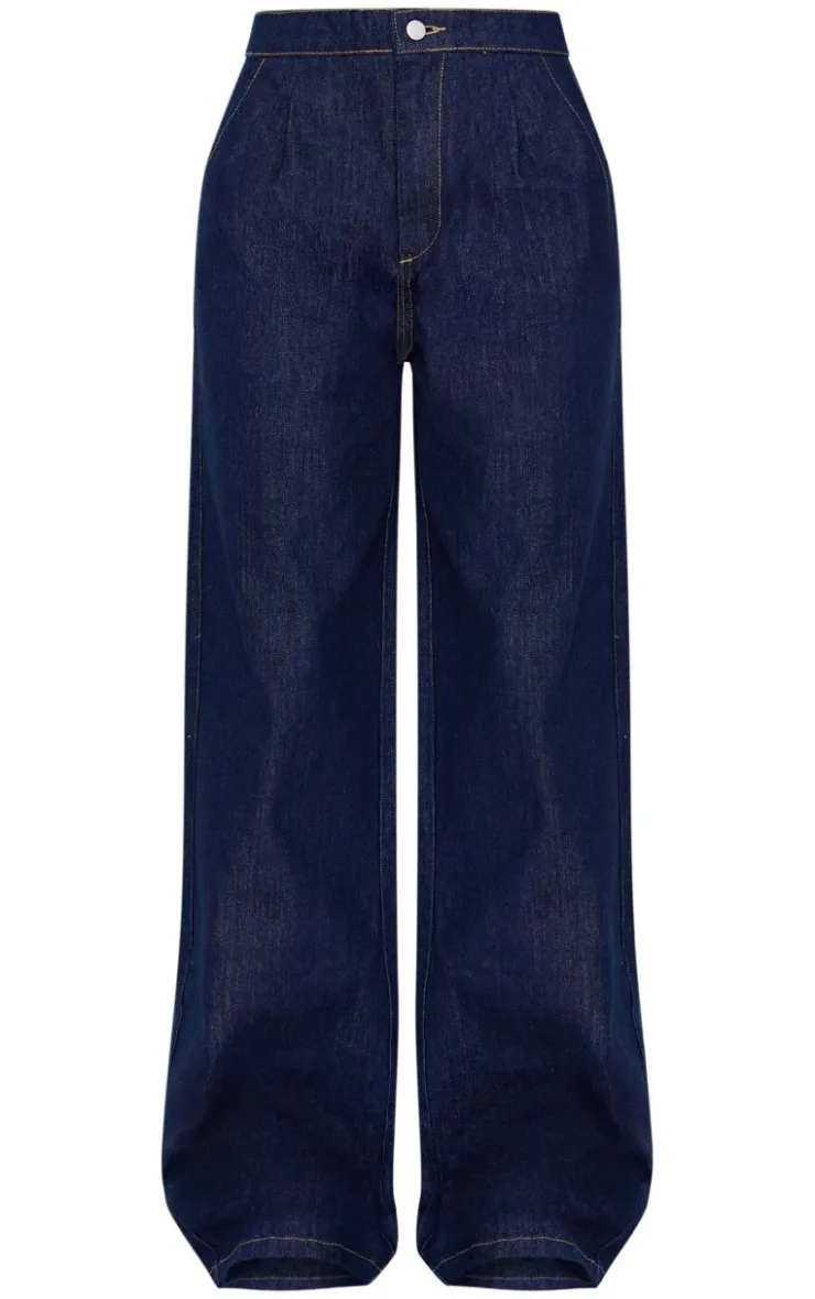 New PrettyLittleThing Tailored Style Wide Leg Jean Indigo