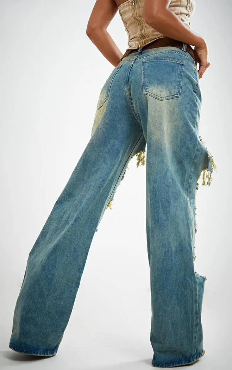 Extreme Rip Front Straight Leg Jeans-PrettyLittleThing Outlet