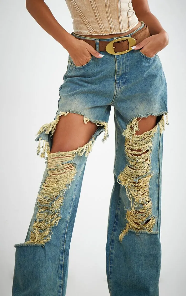 Extreme Rip Front Straight Leg Jeans-PrettyLittleThing Outlet