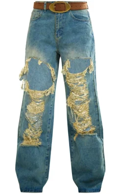 Extreme Rip Front Straight Leg Jeans-PrettyLittleThing Outlet