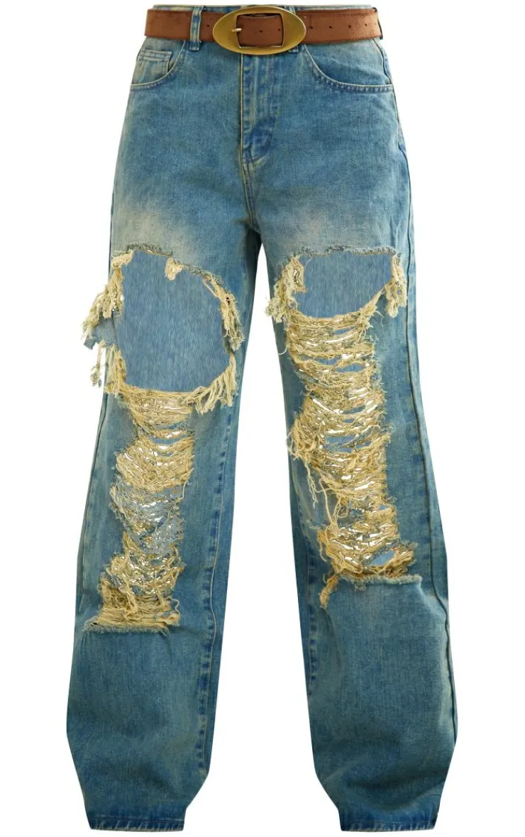 Extreme Rip Front Straight Leg Jeans-PrettyLittleThing Outlet