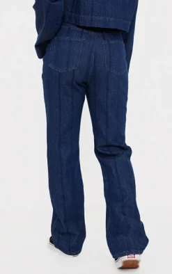 Outlet PrettyLittleThing Indigo Wash Stripe Denim Straight Leg Jeans Washed Indigo