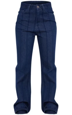 Outlet PrettyLittleThing Indigo Wash Stripe Denim Straight Leg Jeans Washed Indigo