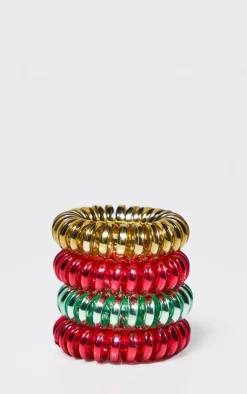 PrettyLittleThing Hair Accessories*Invisibobble Apres Ski Collection Jingle Spiral 4pc