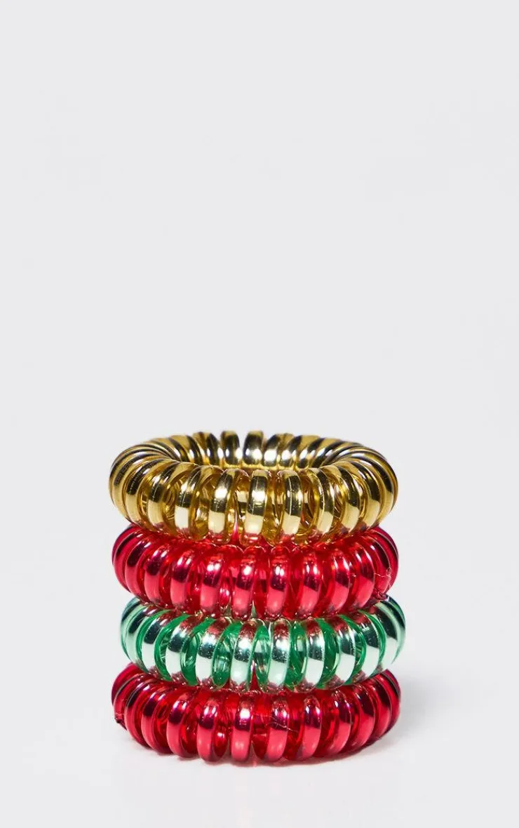 PrettyLittleThing Hair Accessories*Invisibobble Apres Ski Collection Jingle Spiral 4pc