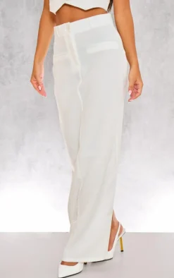 Discount PrettyLittleThing Tailored Seam Detail Back Pocket Maxi Skirt Ivory