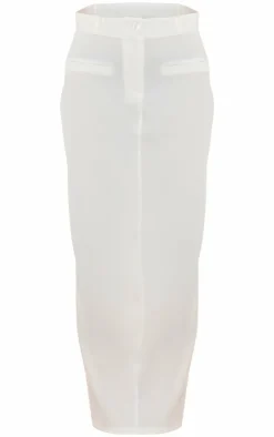 Discount PrettyLittleThing Tailored Seam Detail Back Pocket Maxi Skirt Ivory