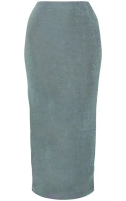 Outlet PrettyLittleThing Acetate Slinky Maxi Low Rise Skirt Khaki