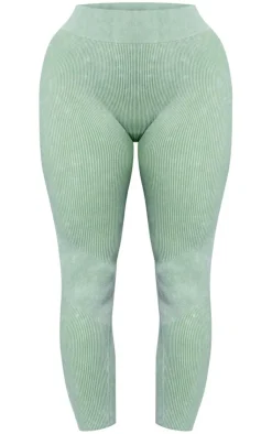 PrettyLittleThing Yoga Pants*Acid Wash Seamless Rib High Waist Gym Leggings