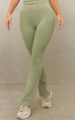 PrettyLittleThing Yoga Pants*Acid Wash Seamless Rib Flare Yoga Pants
