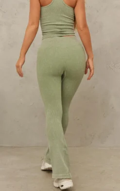 PrettyLittleThing Yoga Pants*Acid Wash Seamless Rib Flare Yoga Pants