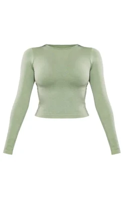 PrettyLittleThing Workout Tops*Acid Wash Seamless Long Sleeve Top