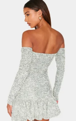Bardot Boucle Puffball Mini Dress-PrettyLittleThing Discount