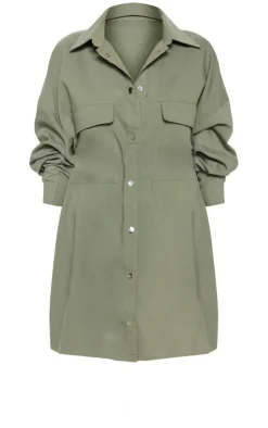 Cargo Oversized Popper Front Shirt Dress-PrettyLittleThing Outlet