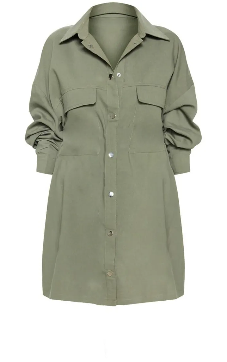 Cargo Oversized Popper Front Shirt Dress-PrettyLittleThing Outlet