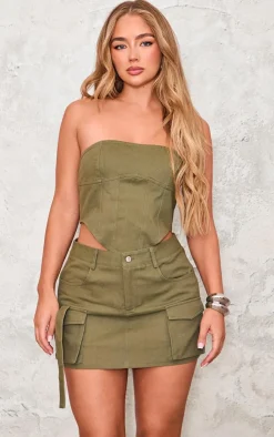 Outlet PrettyLittleThing Cargo Twill Mini Skirt Khaki