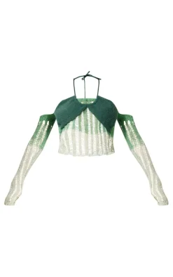 PrettyLittleThing Knitted Tops*Contrast Eyelash Knit Top With Sleeves