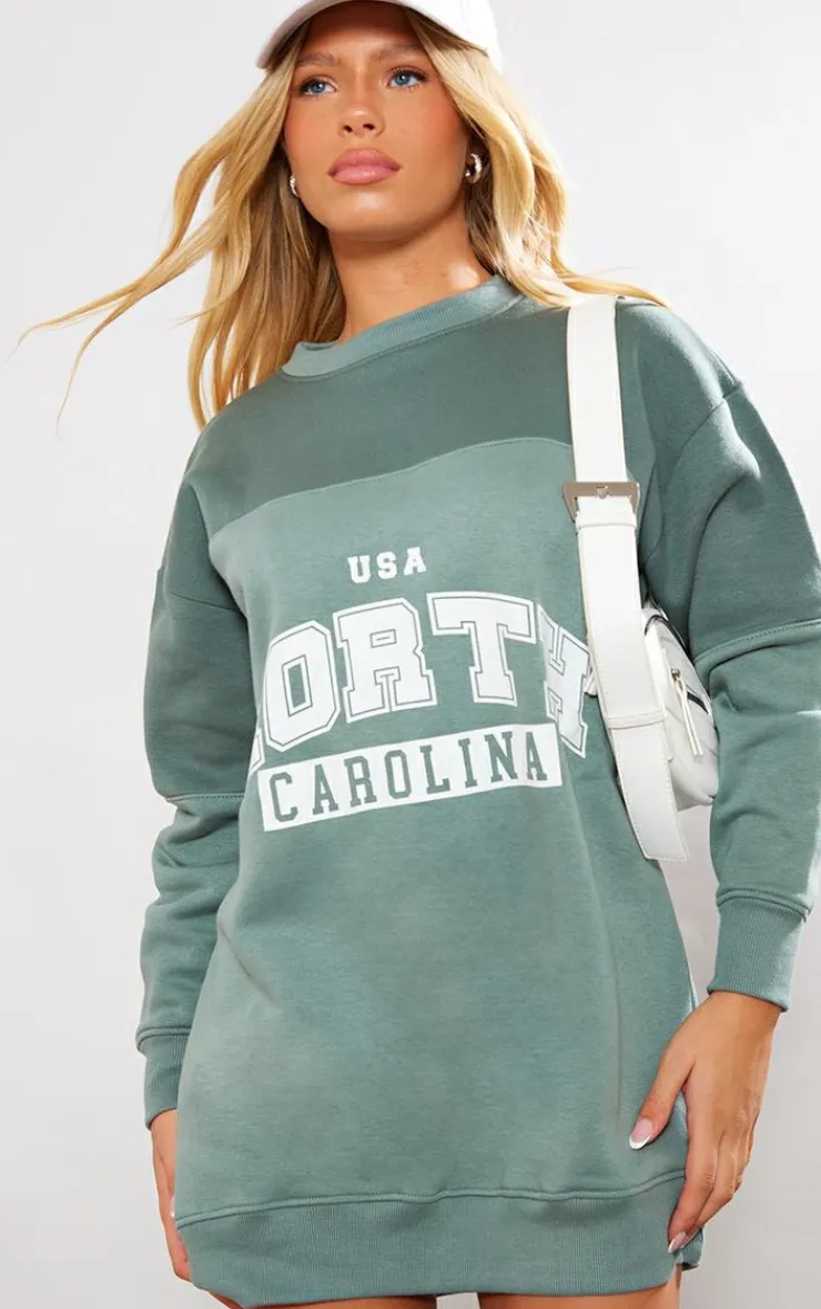 Contrast North Carolina Graphic Sweater Dress-PrettyLittleThing