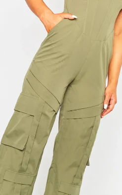 Khaki Corset Utility Jumpsuit