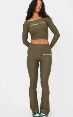 PrettyLittleThing Cotton Long Sleeve Top Khaki