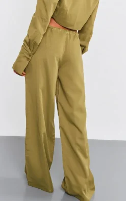 Outlet PrettyLittleThing Drawstring Oversized Straight Leg Pants Khaki