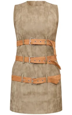 Faux Leather Belted Bodycon Dress-PrettyLittleThing Online
