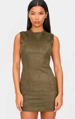 Faux Suede Bodycon Dress-PrettyLittleThing Clearance