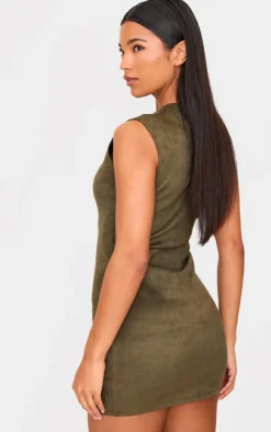 Faux Suede Bodycon Dress-PrettyLittleThing Clearance