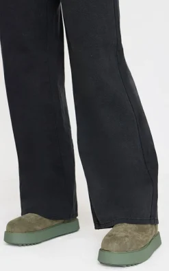 PrettyLittleThing Ankle Boots*Faux Suede Round Toe Thick Flat Sole Ankle Boots