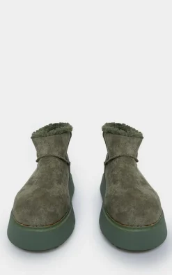 PrettyLittleThing Ankle Boots*Faux Suede Round Toe Thick Flat Sole Ankle Boots