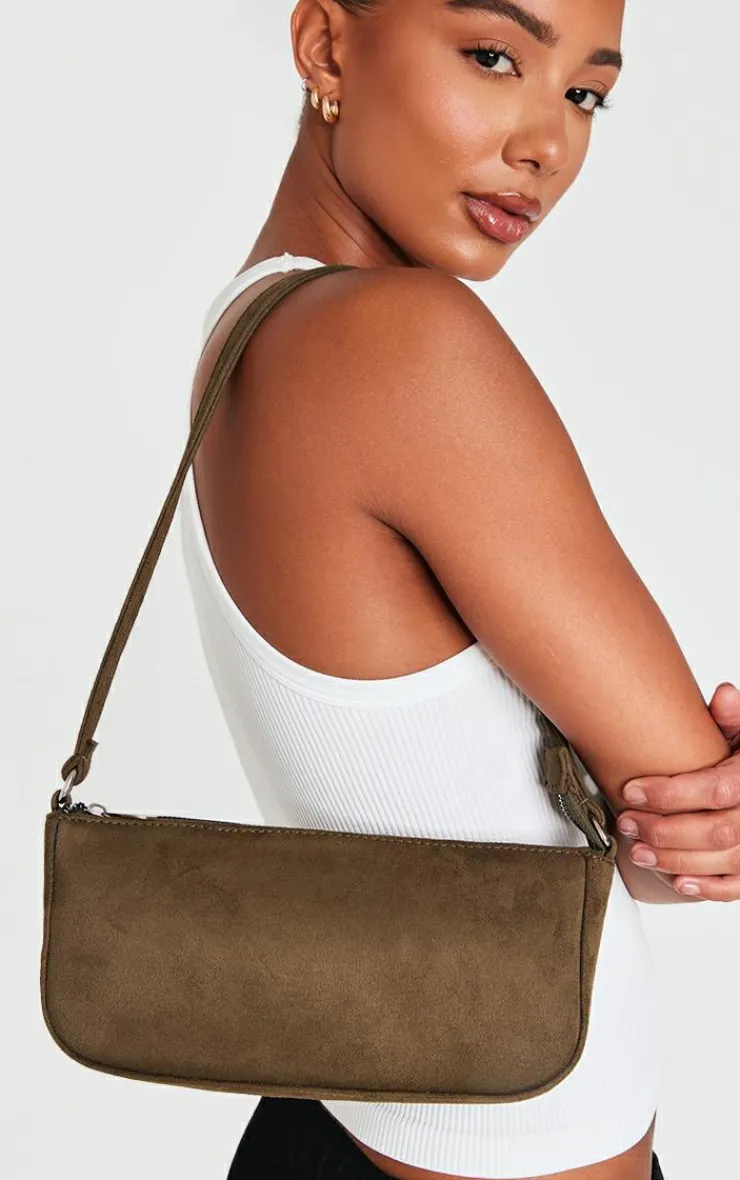 PrettyLittleThing Shoulder Bags*Faux Suede Zip Shoulder Bag