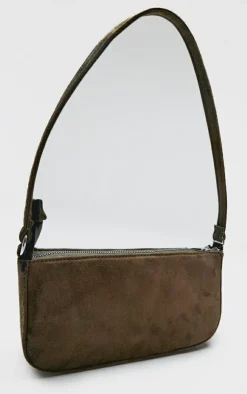 PrettyLittleThing Shoulder Bags*Faux Suede Zip Shoulder Bag