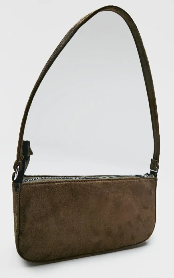 PrettyLittleThing Shoulder Bags*Faux Suede Zip Shoulder Bag