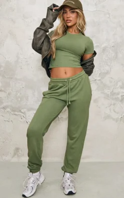 Online PrettyLittleThing Fitted T Shirt Khaki