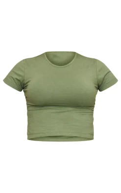 Online PrettyLittleThing Fitted T Shirt Khaki