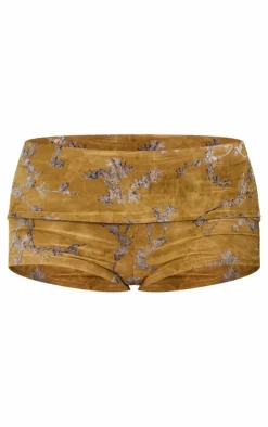Outlet PrettyLittleThing Floral Print Devore Low Rise Hot Pants Khaki